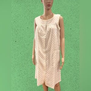 Dreamcoats retro house Dress pink green White floral tulips pockets size small